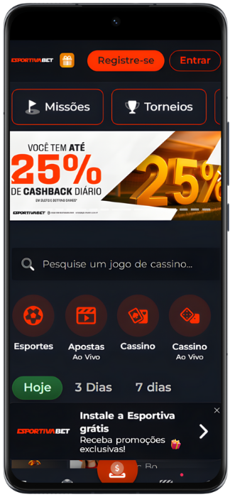 Esportiva Bet Captura de tela do site